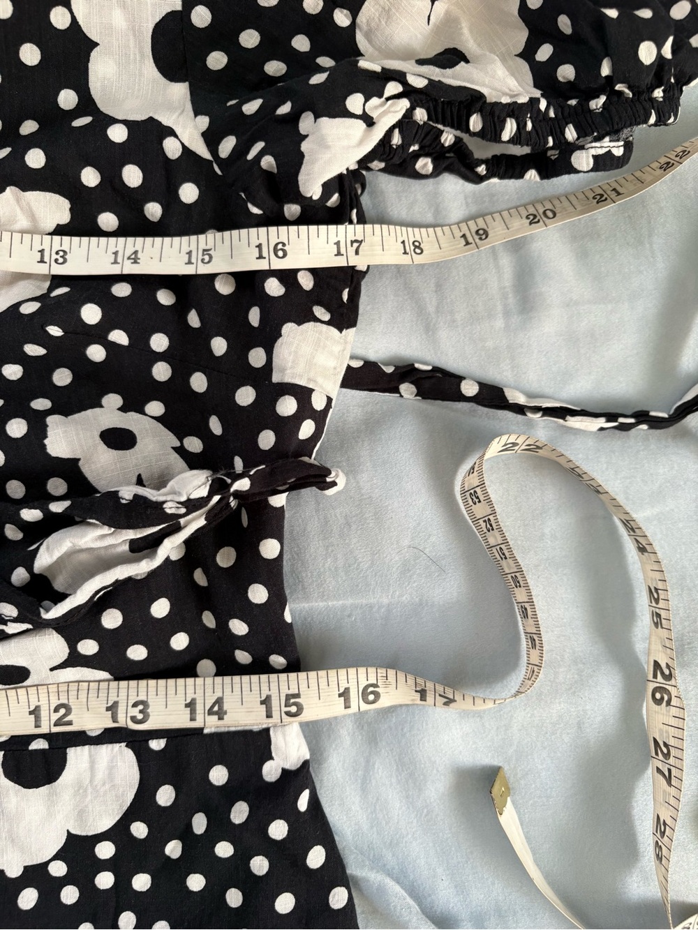 Urban Outfitters Black & White Floral Polka Dot Wrap Mini Dress Size Large - Picture 8 of 10